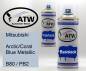 Preview: Mitsubishi, Arctic/Coral Blue Metallic, B80 / PB2: 400ml Sprühdose + 400ml Klarlack - Set, von ATW Autoteile West.